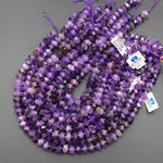 AAA Faceted Natural Purple Amethyst Chiseled Geometric Rectangle Nugget Rondelle Beads 12mm 15.5" Strand
