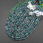 Faceted Natural Blue Green Indian Agate Heishi Rondelle Beads 5mm 15" Strand
