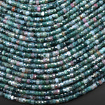 Faceted Natural Blue Green Indian Agate Heishi Rondelle Beads 5mm 15" Strand