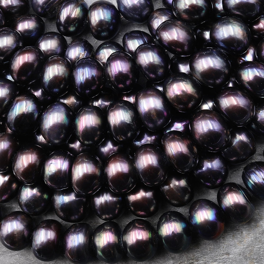 Large Genuine Bronze Freshwater Pearl 12mm 14mm Thick Rondelle Beads Shimmery Iridescent Classic Pearl 15" Strand