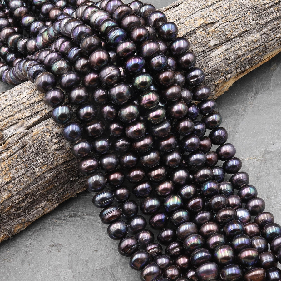 Large Genuine Bronze Freshwater Pearl 12mm 14mm Thick Rondelle Beads Shimmery Iridescent Classic Pearl 15" Strand