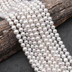 Genuine Natural Freshwater Pearl 10mm Off Round Jumbo White Potato Pearl 15" Strand
