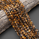 Faceted Natural Tiger's Eye Beads 8mm Carved Star Gemstone 14.5" Strand
