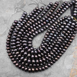 Large Genuine Smoky Black Champagne Freshwater Pearl 12mm 14mm Rondelle Beads Metallic Luster 15.5" Strand
