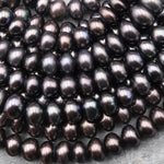Large Genuine Smoky Black Champagne Freshwater Pearl 12mm 14mm Rondelle Beads Metallic Luster 15.5" Strand
