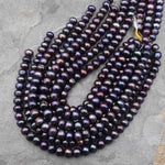 Large Genuine Dark Peacock Black Multicolor Freshwater Pearl 12mm 14mm Rondelle Beads Metallic Luster 15.5" Strand