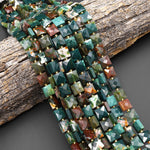 AAA Faceted Natural Indian Bloodstone 10mm Flat Square Cushion Gemstone Beads 15.5" Strand