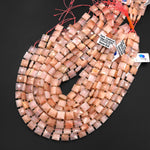 AAA Faceted Natural Peach Aventurine 10mm Flat Square Cushion Gemstone Beads 15.5" Strand