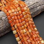 AAA Faceted Natural Orange Aventurine 10mm Flat Square Cushion Gemstone Beads 15.5" Strand