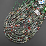 Faceted Natural African Bloodstone Carved Heart Beads 8mm Gemstone 15.5" Strand