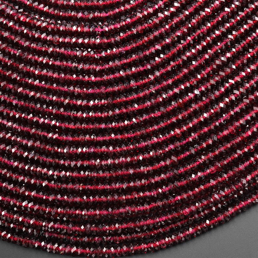 AAA Natural Red Garnet Faceted 4mm Thin Rondelle Beads Gemstone 15.5" Strand