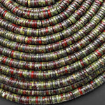 Natural Dragon Blood Jasper 6mm Thin Heishi Rondelle Beads 15.5" Strand
