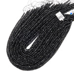 Genuine Natural Black Rainbow Obsidian Faceted 4mm Rondelle Beads 15.5" Strand