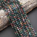 Faceted Natural Indian Agate Carved Heart Beads 8mm Mauve Purple Green Gemstone 15.5" Strand
