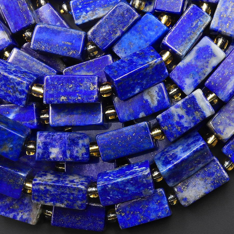 Natural Lapis 8x16mm Rectangle Tube Beads Gemstone 15.5" Strand