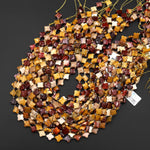 Four Leaf Clover 10mm Beads Natural Australian Mauve Red Yellow Mookaite Jasper Carved Faceted Flower Gemstone 15.5" Strand