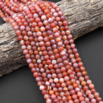 Peachy Pink Sunset Orange Banded Tibetan Fire Agate 8mm 10mm Smooth Round Beads 15.5" Strand