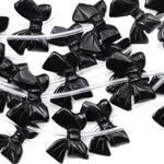 Hand Carved Natural Black Onyx Ribbon Bow Beads 3D