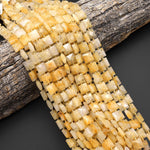 AAA Faceted Natural Golden Healer Quartz Beads 10mm Square Cushion 15.5" Strand