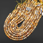 AAA Faceted Natural Yellow Crazy Lace Agate Carved Heart Beads 8mm Gemstone 15.5" Strand