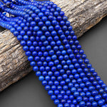 AAA+ Natural Denim Blue Lapis 8mm Smooth Round Beads Gemstone 15.5" Strand