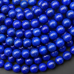 AAA+ Natural Denim Blue Lapis 8mm Smooth Round Beads Gemstone 15.5" Strand