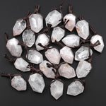 Faceted Natural Rock Quartz Point Pendant Side Drilled Gemstone Crystal Pendulum