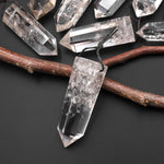 Natural Cloudy Rock Quartz Pendant Top Side Drilled Point Tower Pendulum Gemstone Crystal Focal Bead B0946