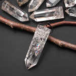 Natural Cloudy Rock Quartz Pendant Top Side Drilled Point Tower Pendulum Gemstone Crystal Focal Bead B0946