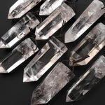 Natural Cloudy Rock Quartz Pendant Top Side Drilled Point Tower Pendulum Gemstone Crystal Focal Bead B0946