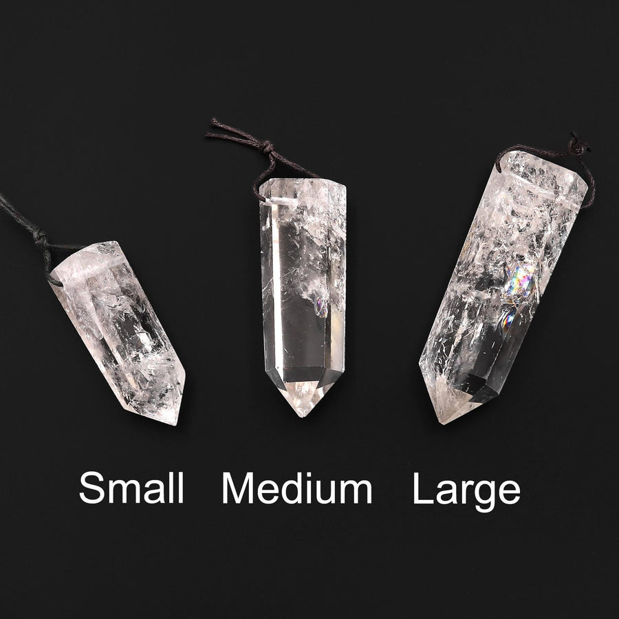 Natural Cloudy Rock Quartz Pendant Top Side Drilled Point Tower Pendulum Gemstone Crystal Focal Bead B0946