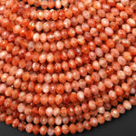 AAA Faceted Fiery Natural Sunstone 6mm Rondelle Beads Gemstone 15.5" Strand