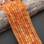 AAA Natural Orange Aventurine Jade 7mm 8mm Smooth Rounded Heishi Rondelle Thick Disc Beads 15.5" Strand