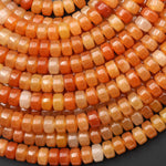 AAA Natural Orange Aventurine Jade 7mm 8mm Smooth Rounded Heishi Rondelle Thick Disc Beads 15.5" Strand