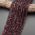 AAA Natural Red Garnet Freeform Pebble Nugget Beads 15.5" Strand
