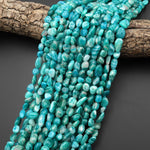 Natural Sea Blue Green Russian Amazonite Freeform Oval Pebble Nugget Beads Gemstone 15.5" Strand