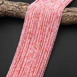 AAA Micro Faceted Natural Peruvian Pink Opal 3x2mm Rondelle Beads Gemstone 15.5" Strand