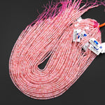 AAA Micro Faceted Natural Peruvian Pink Opal 3x2mm Rondelle Beads Gemstone 15.5" Strand