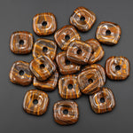AAA Natural Tiger Iron Square Donut Pendant 30mm