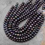 Large Genuine Bronze Freshwater Pearl 12mm 14mm Thick Rondelle Beads Shimmery Iridescent Classic Pearl 15" Strand