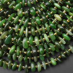 Natural Canadian Jade Freeform Rondelle Beads Center Drilled Disc Nugget 15.5" Strand