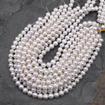 Genuine Natural Freshwater Pearl 10mm Off Round Jumbo White Potato Pearl 15" Strand