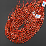 Faceted Natural Red Jasper Beads 8mm Carved Star Gemstone 14.5" Strand