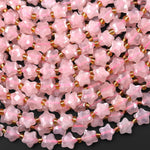 Faceted Natural Pink Rose Quartz Beads 8mm Carved Star Gemstone 14.5" Strand