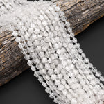 Faceted Natural Rock Crystal Quartz Beads 8mm Carved Star Gemstone 14.5" Strand