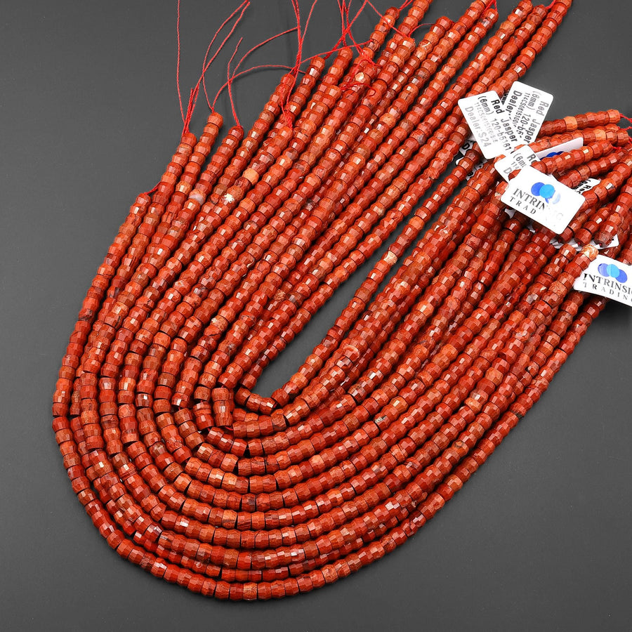 AAA Faceted Natural Red Jasper Heishi Rondelle Beads 6mm 15" Strand