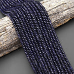 Faceted Blue Goldstone Heishi Rondelle Beads 6mm 15" Strand