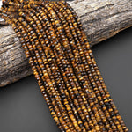 AAA Faceted Natural Tiger's Eye Heishi Rondelle Beads 6mm 15" Strand