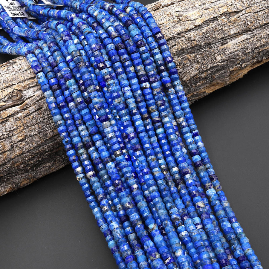AAA Faceted Natural Blue Lapis Heishi Rondelle Beads 6mm 15" Strand