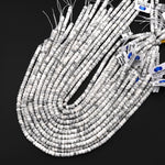 AAA Faceted Natural Howlite Heishi Rondelle Beads 6mm 15" Strand